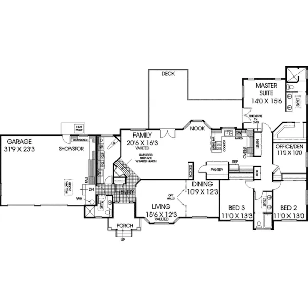 Ranch House Plan First Floor - Oakwood Manor Country Home 085D-0686 - Shop House Plans and More