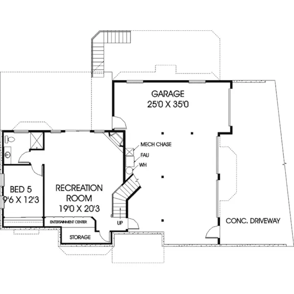 Craftsman House Plan Lower Level Floor - Altaira Mediterranean Home 085D-0687 - Search House Plans and More