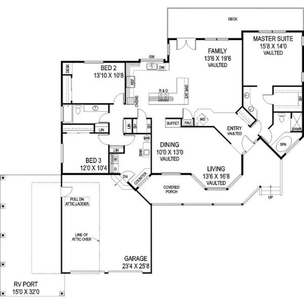 Ranch House Plan First Floor - Eastbourne Country Ranch Home 085D-0688 - Search House Plans and More