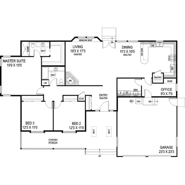 Ranch House Plan First Floor - Riva Ridge Country Ranch Home 085D-0689 - Shop House Plans and More