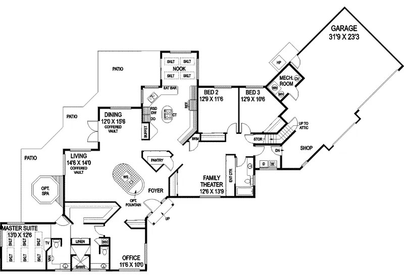 Contemporary House Plan First Floor - Demetrius Park Ranch Home 085D-0690 - Search House Plans and More