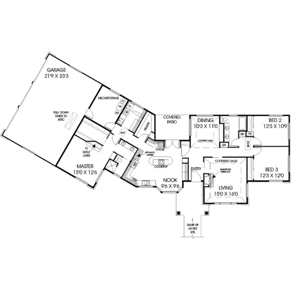 Traditional House Plan First Floor - Goldenberg Ranch Home 085D-0692 - Search House Plans and More