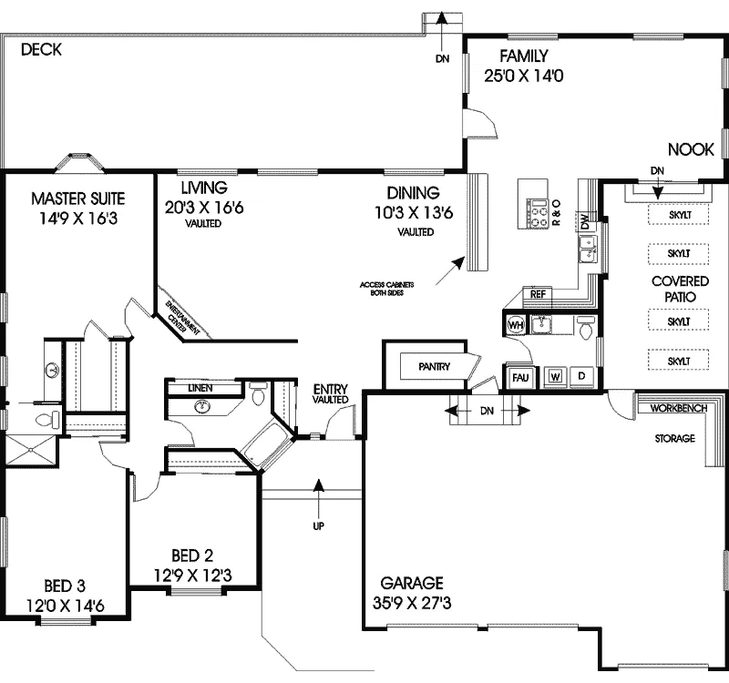 Traditional House Plan First Floor - Canaberra Ranch Home 085D-0693 - Search House Plans and More