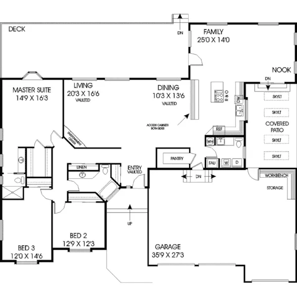 Traditional House Plan First Floor - Canaberra Ranch Home 085D-0693 - Search House Plans and More