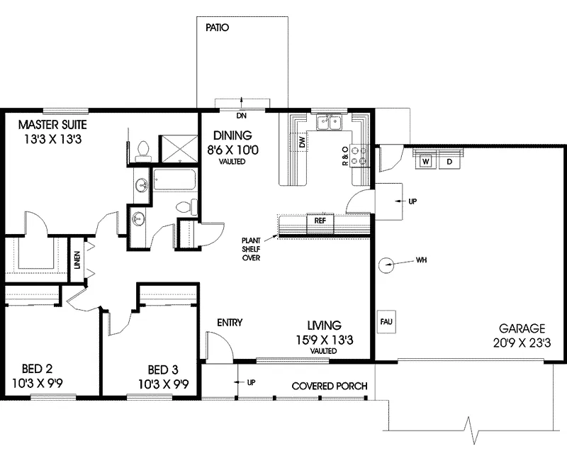 Ranch House Plan First Floor - Fox Hollow Ranch Home 085D-0694 - Search House Plans and More