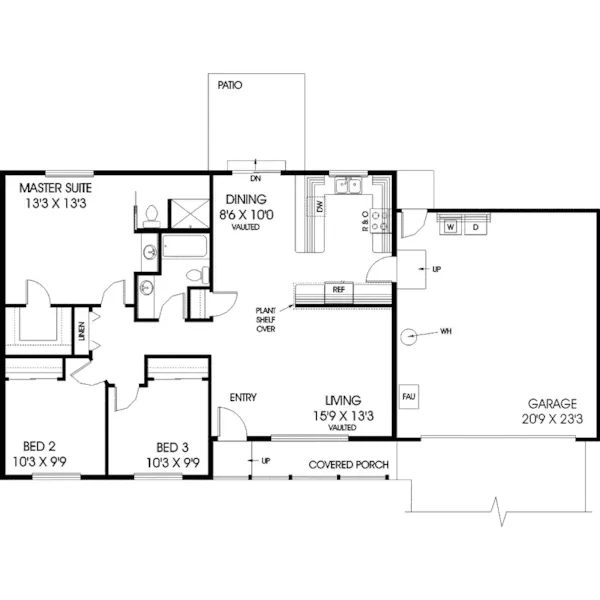 Ranch House Plan First Floor - Fox Hollow Ranch Home 085D-0694 - Search House Plans and More