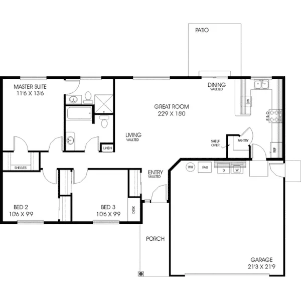 Traditional House Plan First Floor - Sencove Ranch Home 085D-0695 - Shop House Plans and More