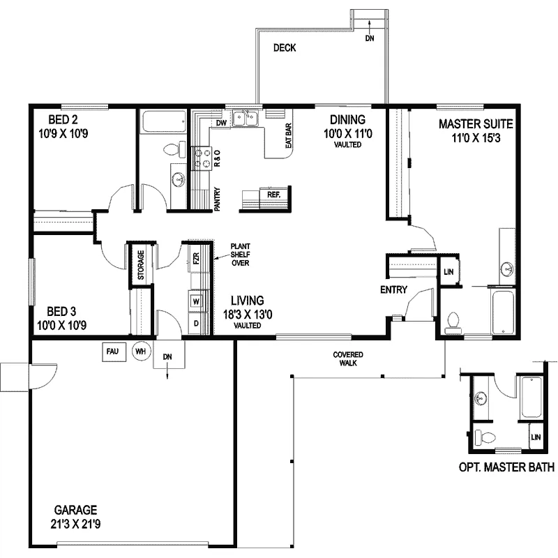Traditional House Plan First Floor - Foxlair Ranch Home 085D-0697 - Search House Plans and More