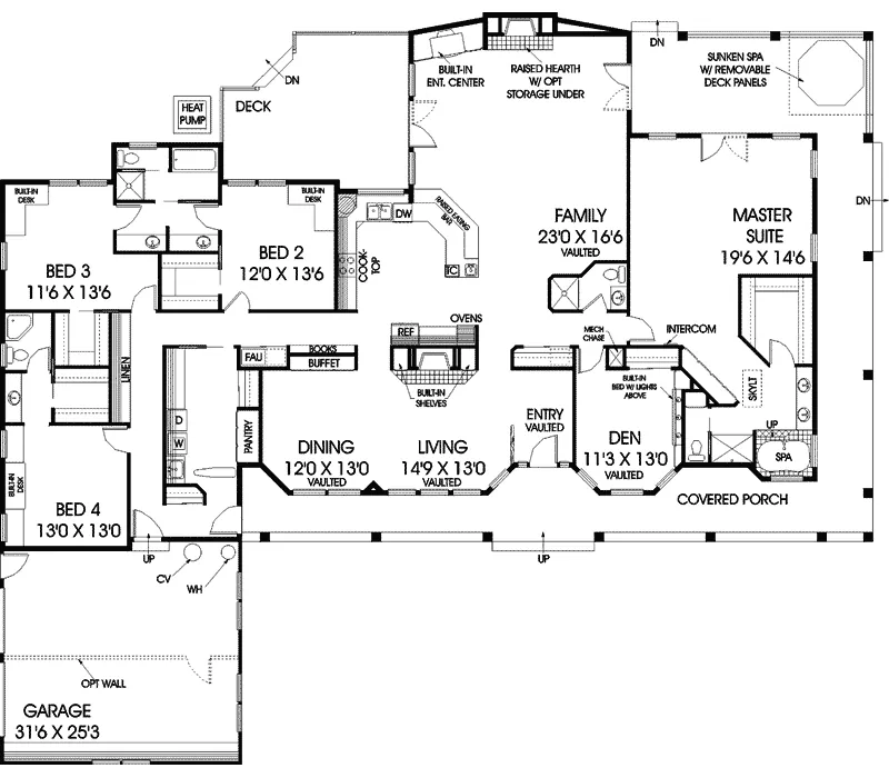 Ranch House Plan First Floor - Highway Way Country Home 085D-0701 - Search House Plans and More