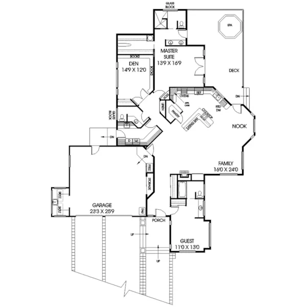 Ranch House Plan First Floor - Kinross Ranch Home 085D-0707 - Search House Plans and More