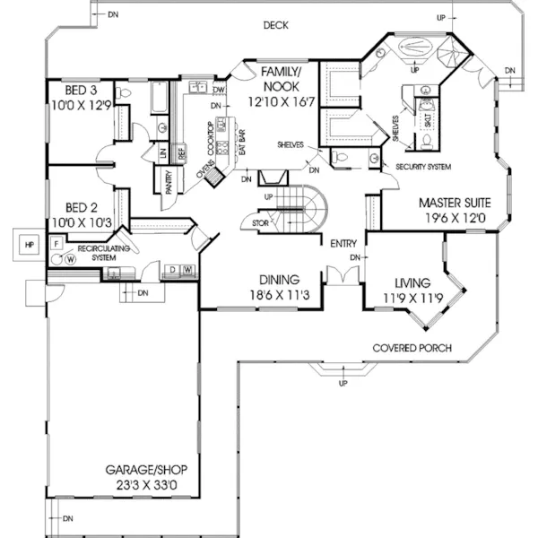 Mountain House Plan First Floor - Foothills Mountain Home 085D-0709 - Search House Plans and More