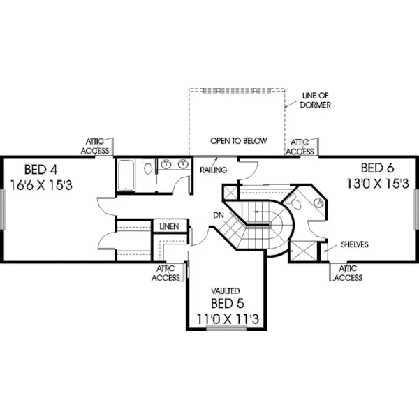 Mountain House Plan Second Floor - Foothills Mountain Home 085D-0709 - Search House Plans and More