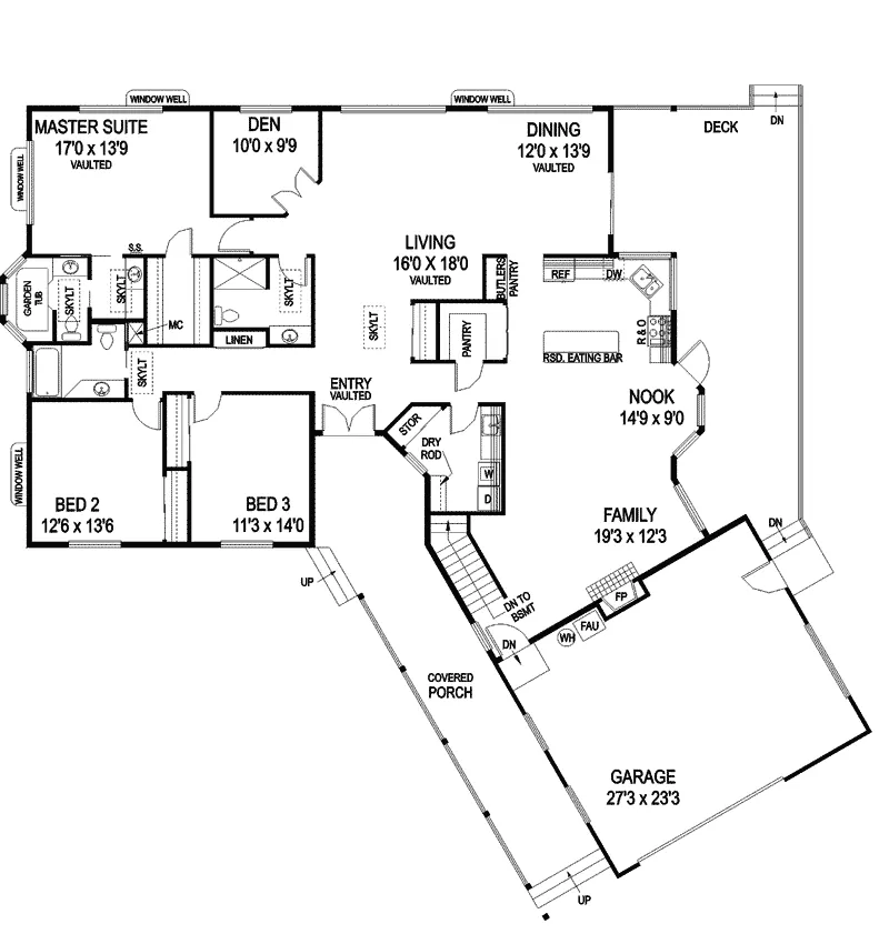 Country House Plan First Floor - Hightower Country Ranch Home 085D-0710 - Search House Plans and More