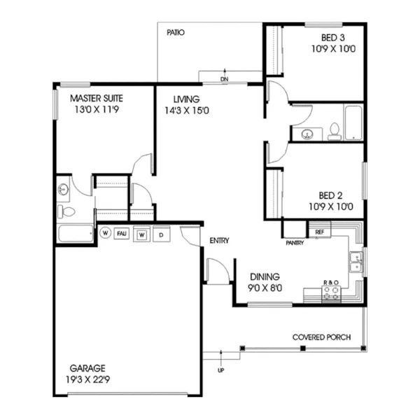 Country House Plan First Floor - Kenneth Place Country Ranch Home 085D-0715 - Search House Plans and More