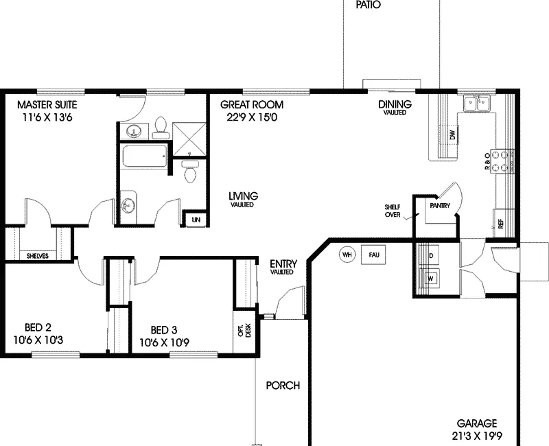 Traditional House Plan First Floor - Vandallia Ranch Home 085D-0717 - Shop House Plans and More