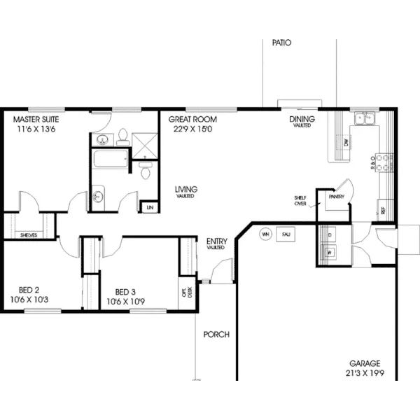 Traditional House Plan First Floor - Vandallia Ranch Home 085D-0717 - Shop House Plans and More