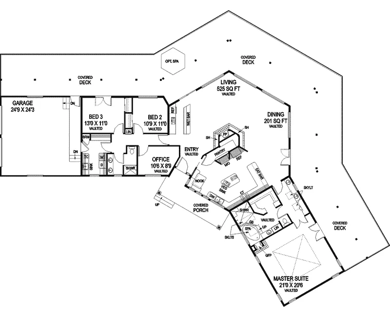 Tudor House Plan First Floor - Franklin Terrace Mountain Home 085D-0718 - Search House Plans and More