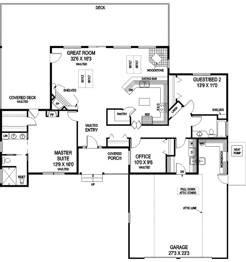 Traditional House Plan First Floor - Tuscumbia Rustic Ranch Home 085D-0720 - Shop House Plans and More
