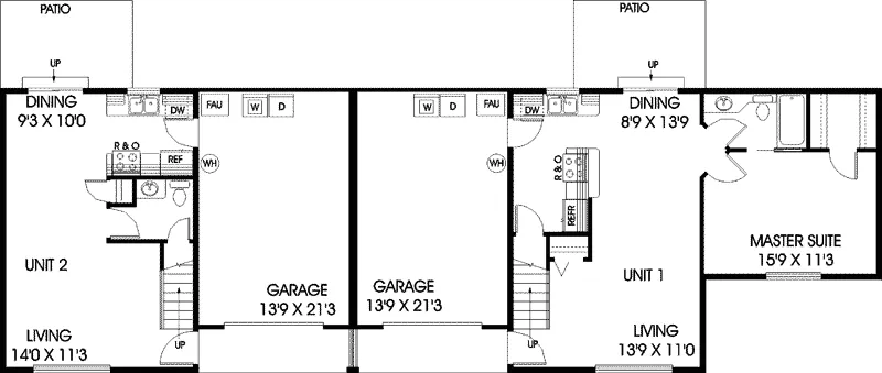 Multi-Family House Plan First Floor - Dionna Place Duplex Design Plan085D-0721 - Search House Plans and More