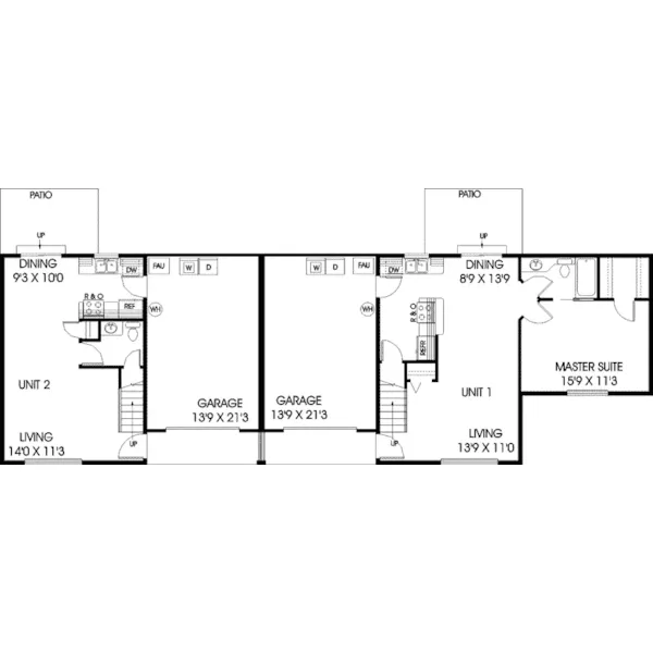 Multi-Family House Plan First Floor - Dionna Place Duplex Design Plan085D-0721 - Search House Plans and More