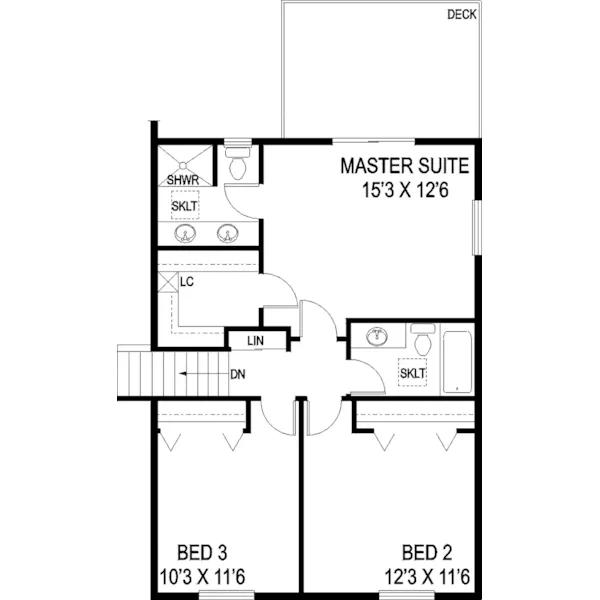 Contemporary House Plan Second Floor - Drury Hill Shingle Style Home 085D-0722 - Search House Plans and More