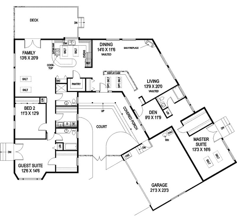 Ranch House Plan First Floor - Berezina Ranch Home 085D-0727 - Search House Plans and More