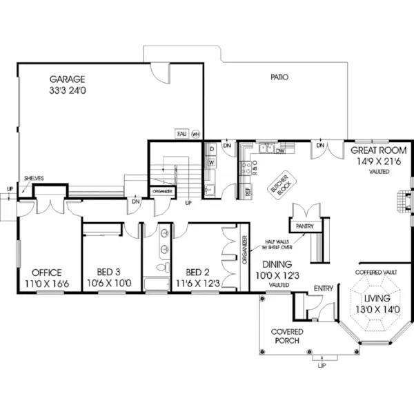 Contemporary House Plan First Floor - Rosehaven Country Home 085D-0728 - Shop House Plans and More