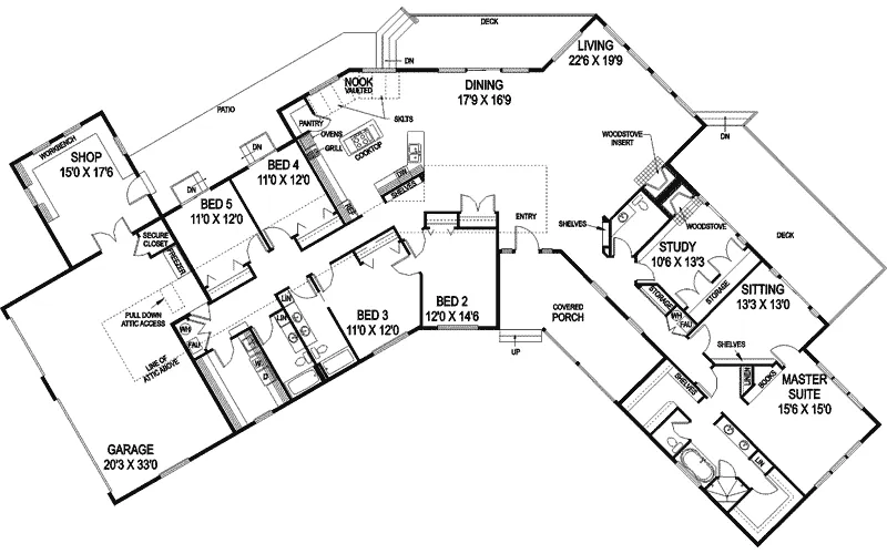 Luxury House Plan First Floor - Behlmann Point Luxury Ranch Home 085D-0729 - Search House Plans and More