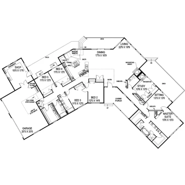 Ranch House Plan First Floor - Behlmann Point Luxury Ranch Home 085D-0729 - Search House Plans and More