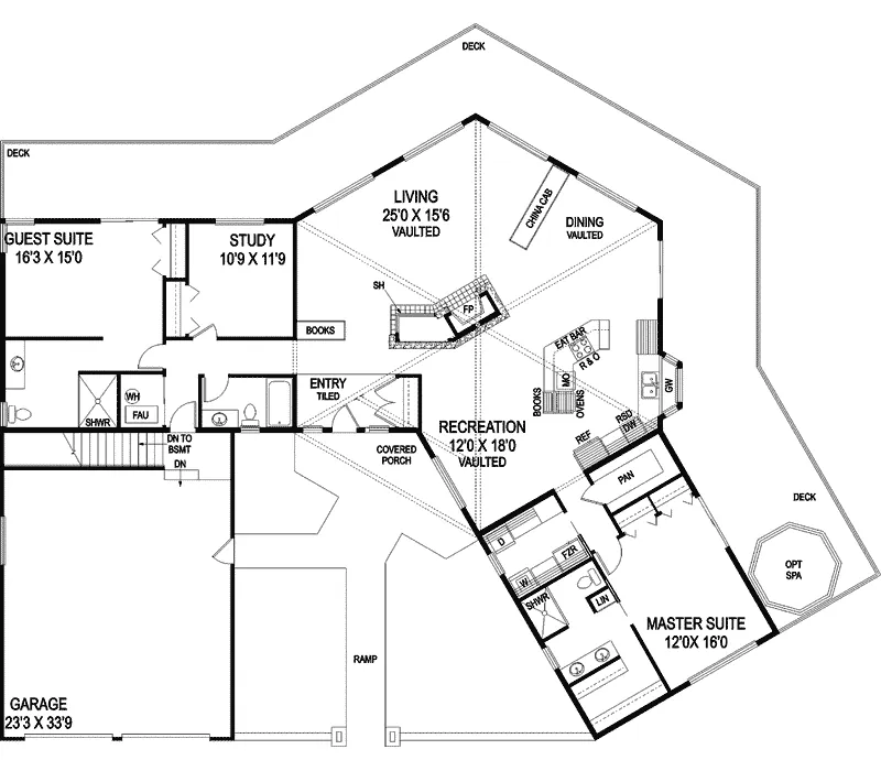 Traditional House Plan First Floor - Roland Woods Ranch Home 085D-0730 - Shop House Plans and More