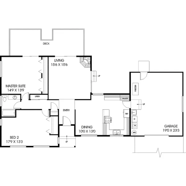 Craftsman House Plan First Floor - Lantana Trail Country Ranch Home 085D-0733 - Shop House Plans and More