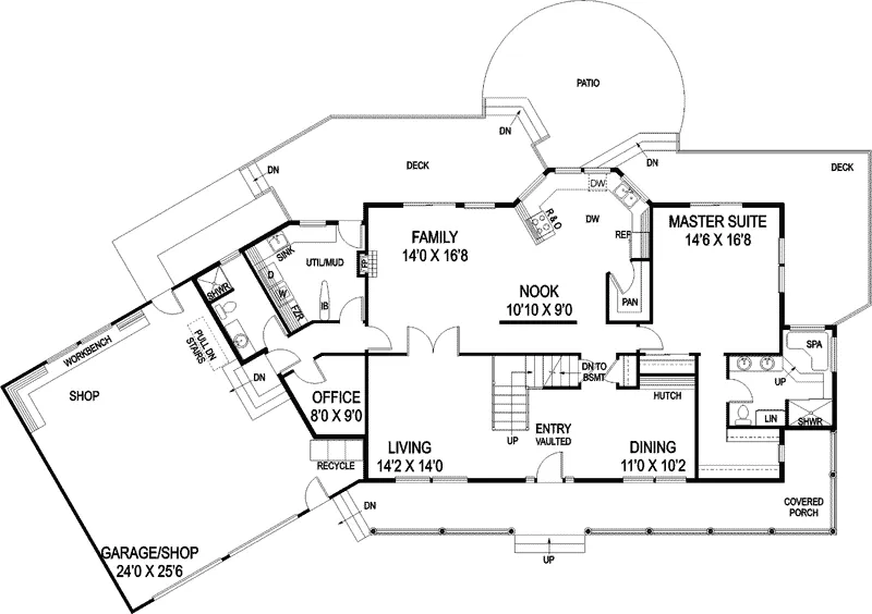 Country House Plan First Floor - Braudelle Southern Country Home 085D-0739 - Search House Plans and More