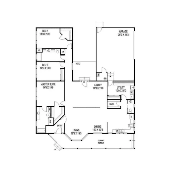 Traditional House Plan First Floor - Greenbriar Cliff Rustic Home 085D-0740 - Search House Plans and More