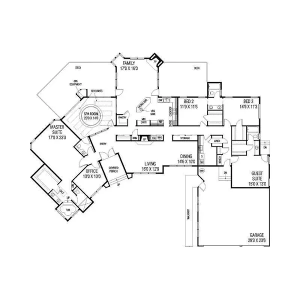 Contemporary House Plan First Floor - Petunia Place Luxury Home 085D-0742 - Shop House Plans and More