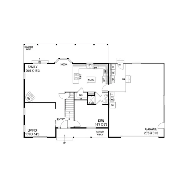 Traditional House Plan First Floor - Whitford Country Home 085D-0743 - Shop House Plans and More