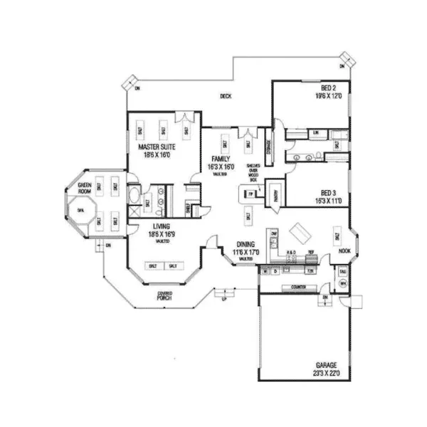 Farmhouse Plan First Floor - Partelli Country Home 085D-0744 - Shop House Plans and More