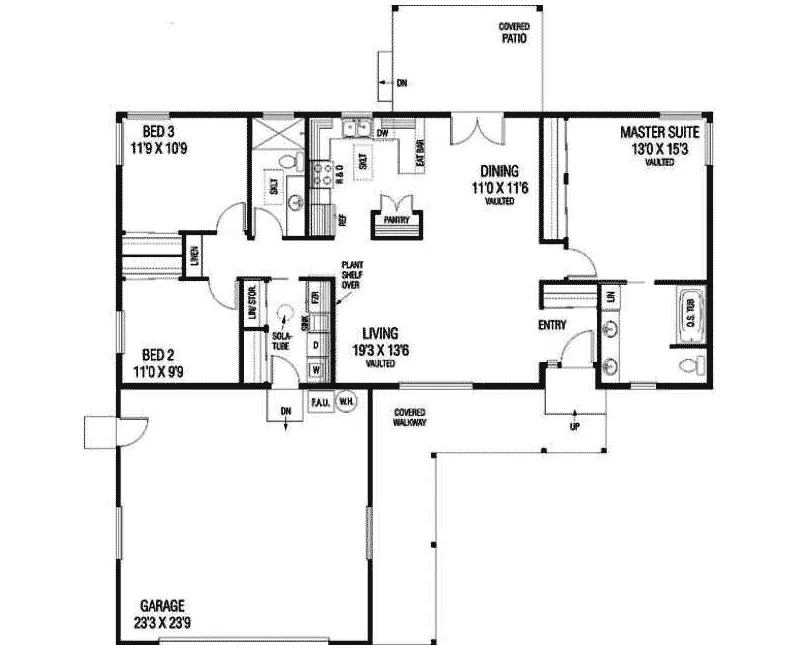 Traditional House Plan First Floor - Eagle Heights Ranch Home 085D-0747 - Search House Plans and More