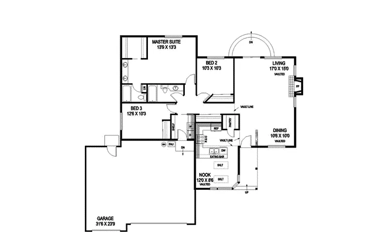 Ranch House Plan First Floor - Salamanca Ranch Home 085D-0748 - Shop House Plans and More