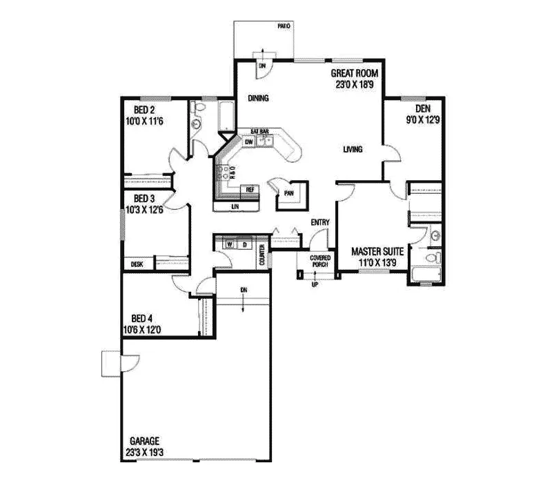 Traditional House Plan First Floor - Westboro Valley Ranch Home 085D-0749 - Shop House Plans and More