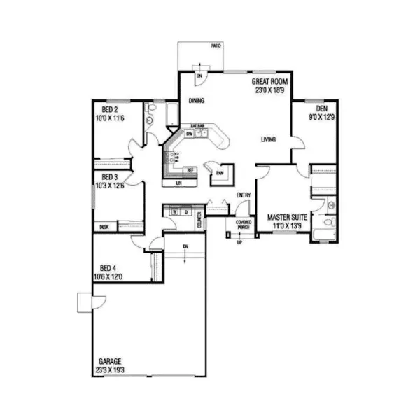 Ranch House Plan First Floor - Westboro Valley Ranch Home 085D-0749 - Shop House Plans and More