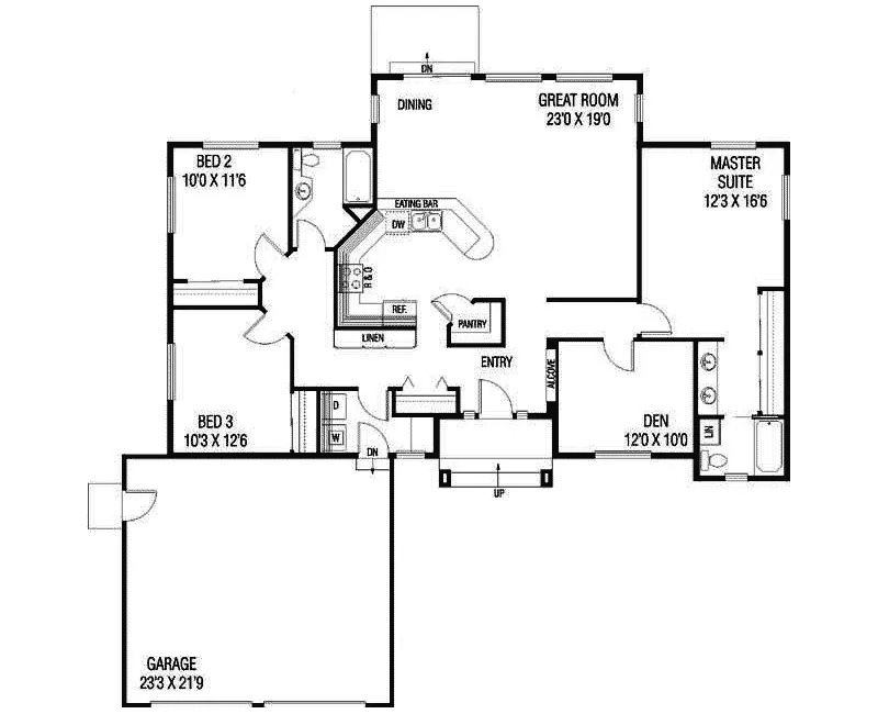 Ranch House Plan First Floor - Lauder Ranch Home 085D-0750 - Shop House Plans and More