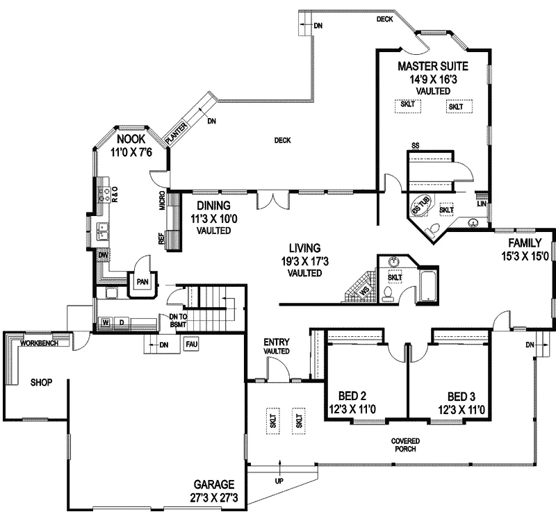 Traditional House Plan First Floor - Iron Mountain Ranch Home 085D-0753 - Search House Plans and More