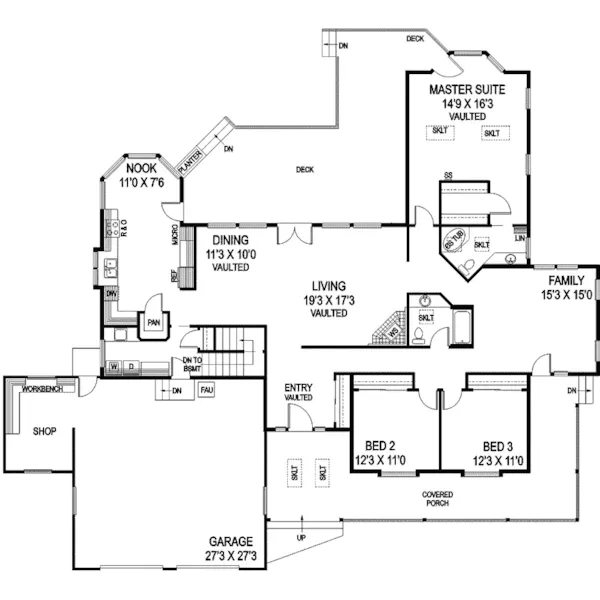 Country House Plan First Floor - Iron Mountain Ranch Home 085D-0753 - Search House Plans and More