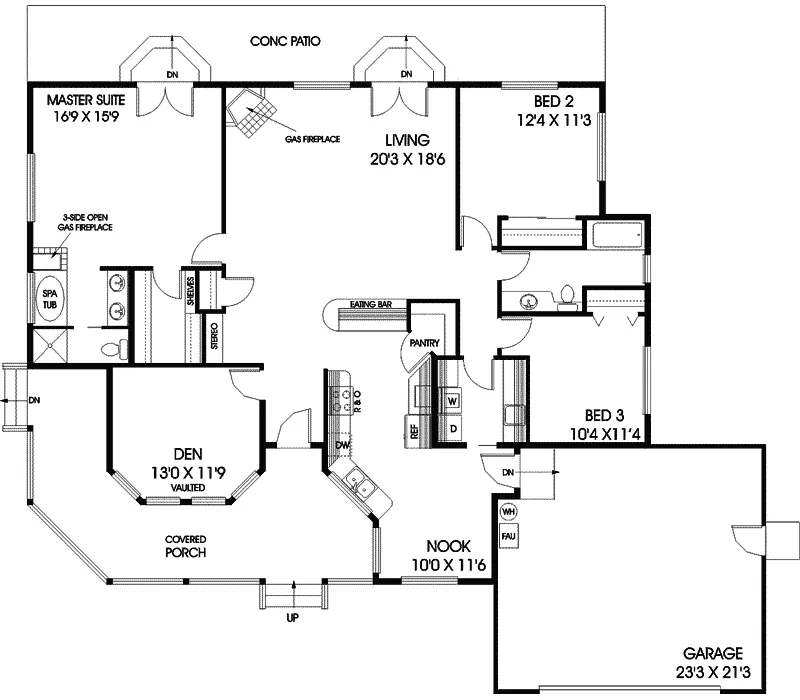 Traditional House Plan First Floor - Laval Ranch Home 085D-0754 - Shop House Plans and More