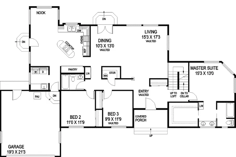 Ranch House Plan First Floor - Gabriel Country Home 085D-0755 - Search House Plans and More