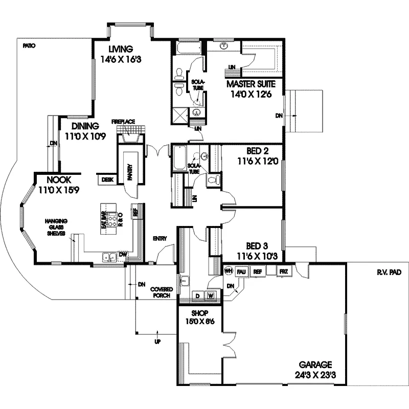 Contemporary House Plan First Floor - Lasalle Place Ranch Home 085D-0758 - Shop House Plans and More