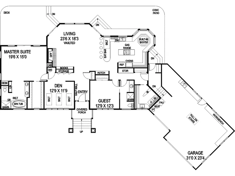 Ranch House Plan First Floor - Greenspring Ranch Home 085D-0761 - Search House Plans and More