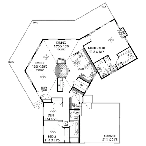 Waterfront House Plan First Floor - Montbrook Ranch Home 085D-0764 - Shop House Plans and More