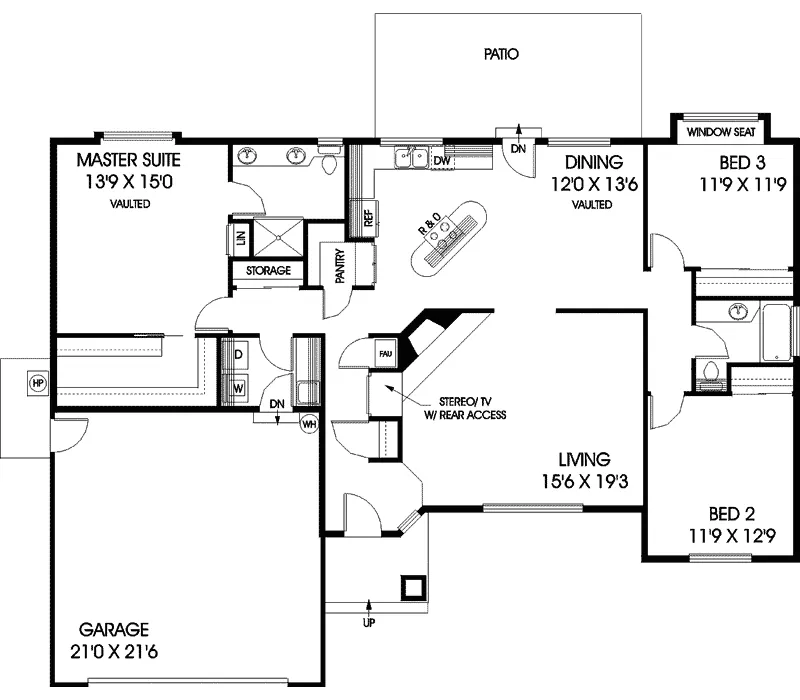 Ranch House Plan First Floor - High Hill Farm Ranch Home 085D-0765 - Search House Plans and More