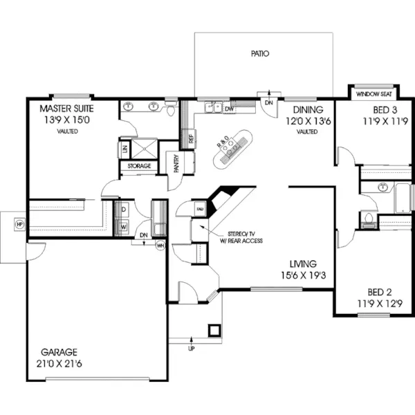 Country House Plan First Floor - High Hill Farm Ranch Home 085D-0765 - Search House Plans and More